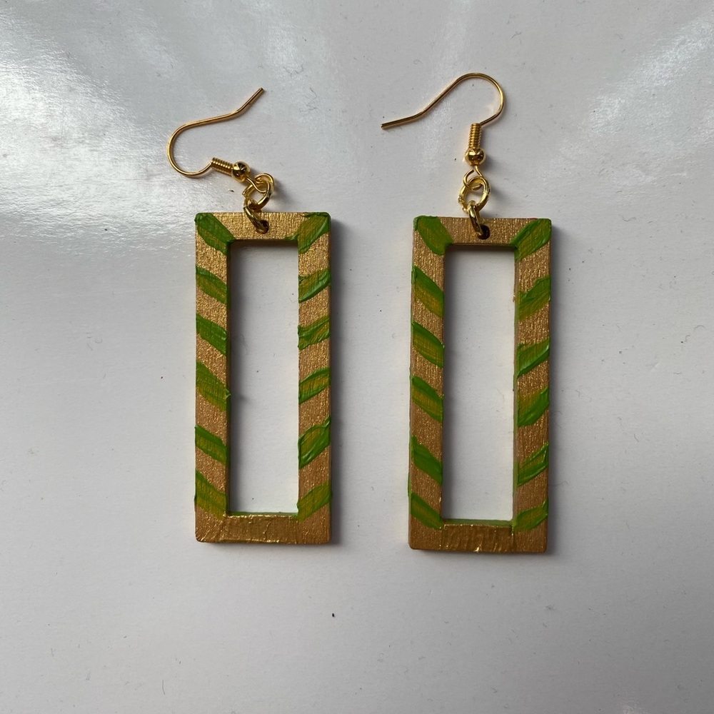 SOLD Gold and Green Earrings